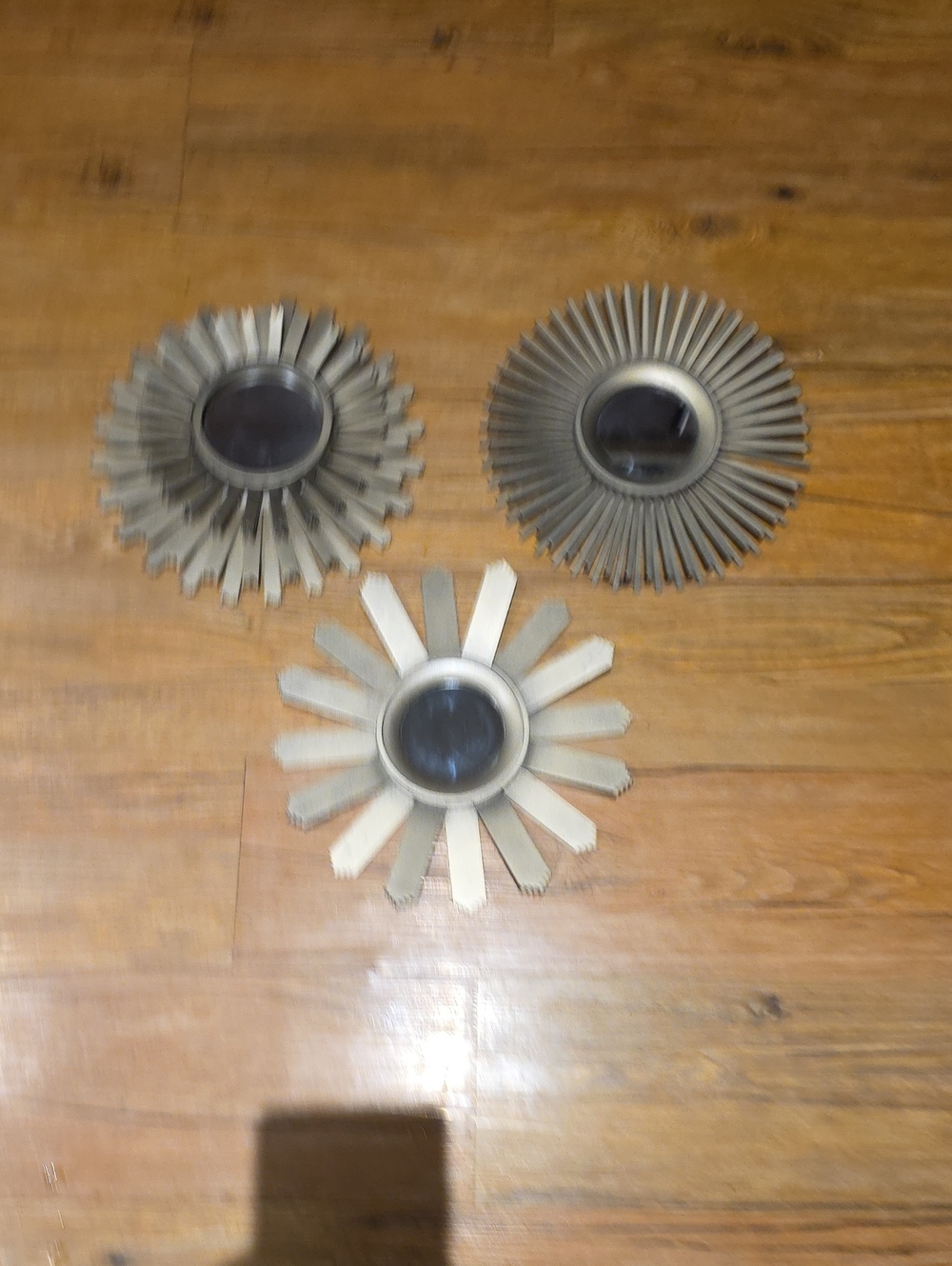 Plastic Sunburst Wall Mirrors — Silver/Gold/Gray Decorative Set